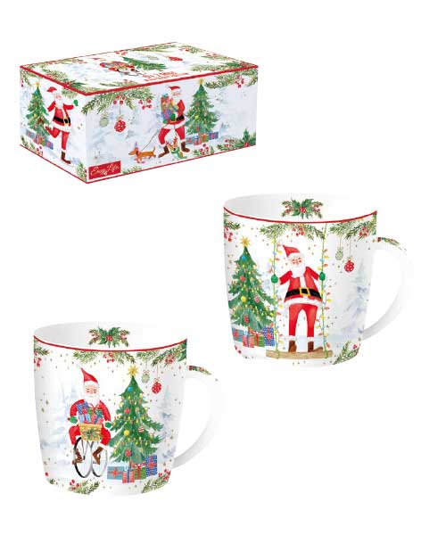 Set 2 Mug decoro Babbo Natale